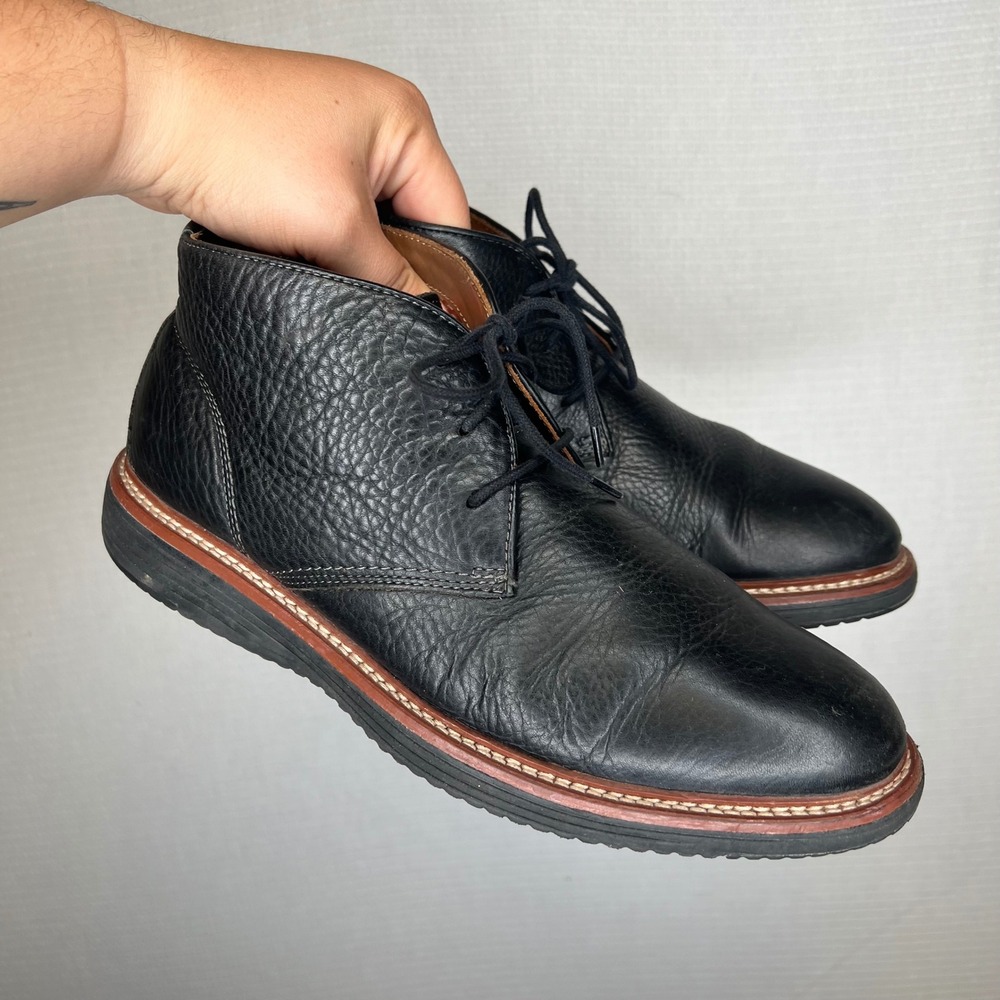 Johnston & Murphy Mens Black Tumbled Leather Chukka Boots 20-4321 Size 8M